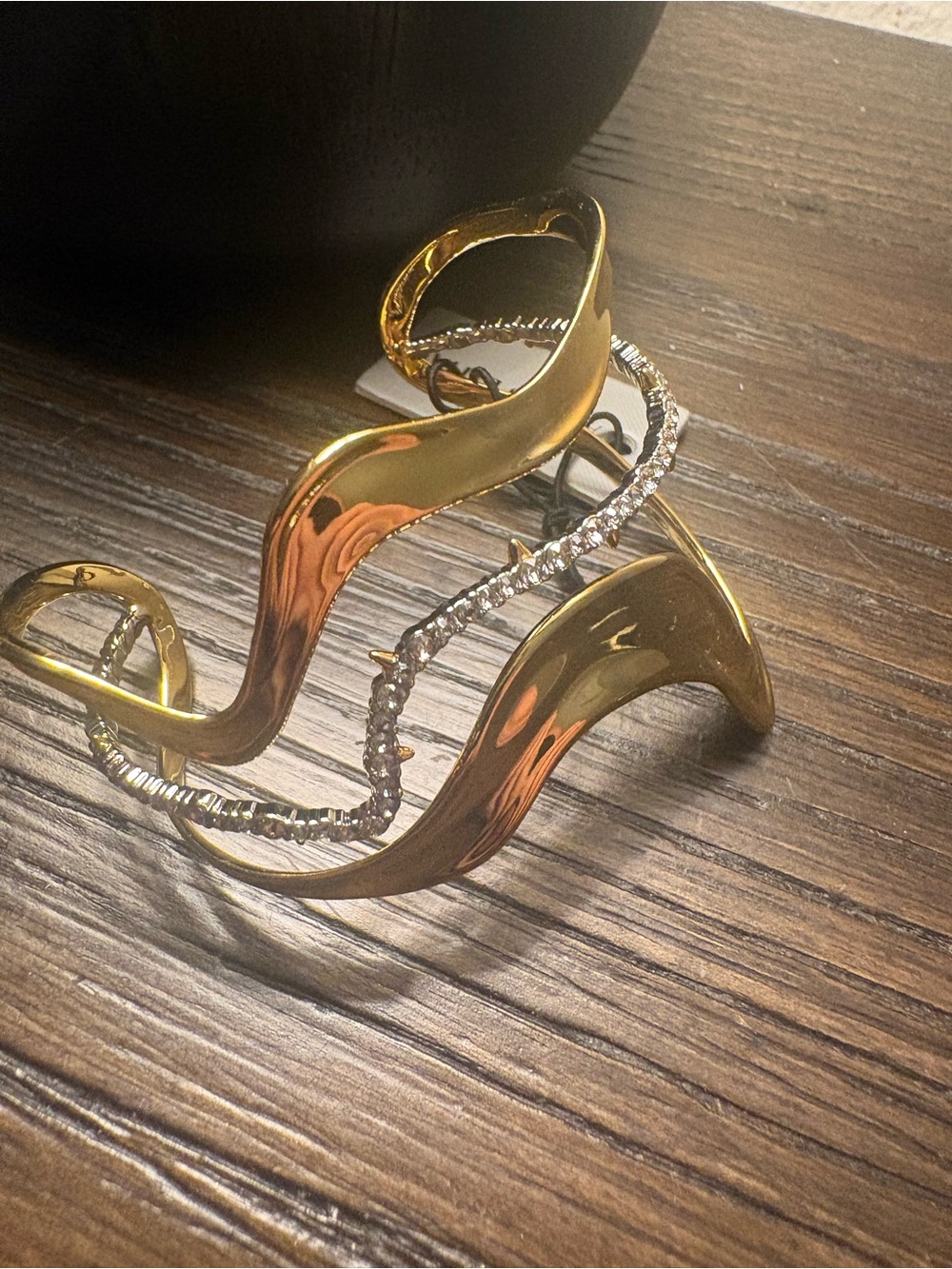 NEW Alexis Bittar Gold Sculptural Wave Bangle Bracelet